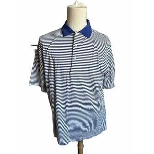 Fairway & Greene Golf Polo Shirt Mens XL Eagle White Blue Striped Excellent!